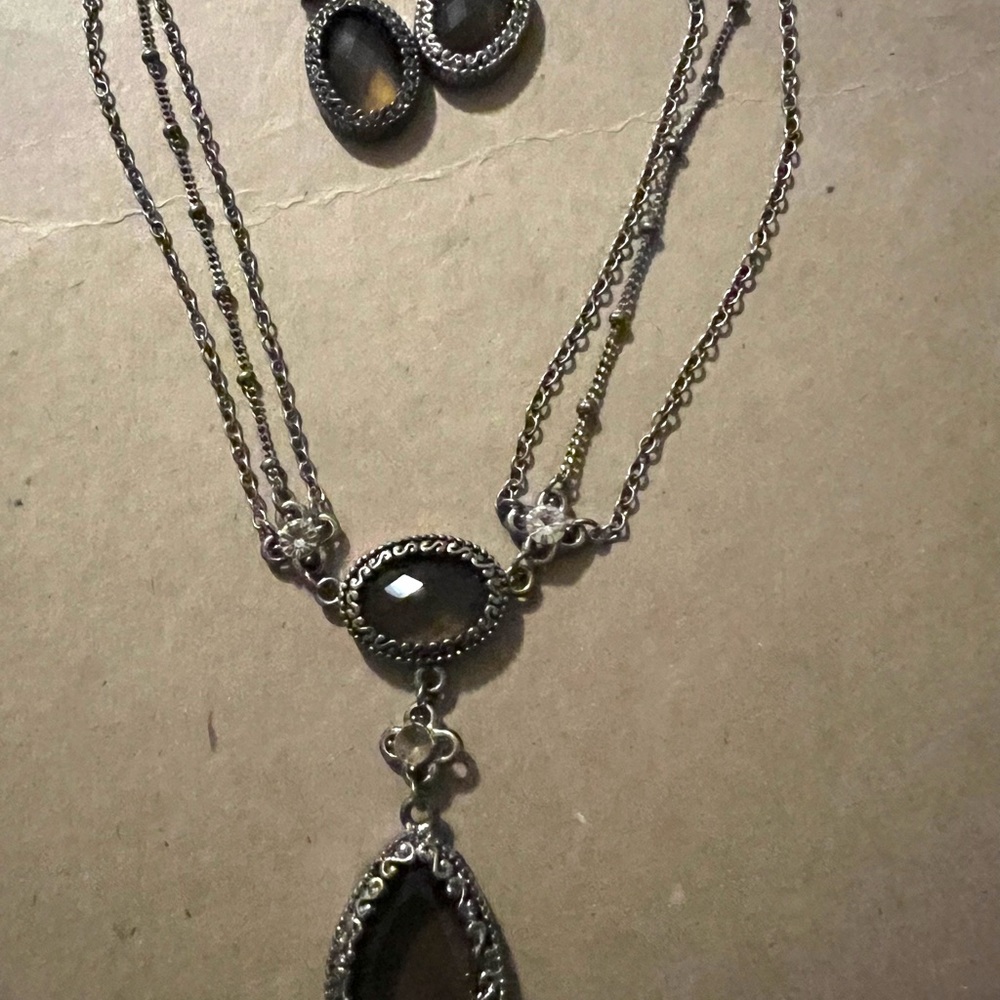 Brown necklace and earrings